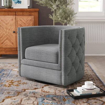 Round Barrel Chairs You Ll Love Wayfair   Aiana Swivel Barrel Chair 